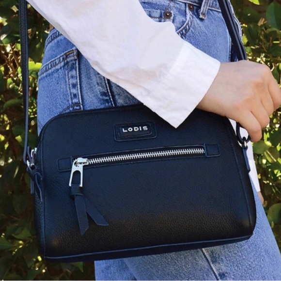 Lodis Bags New Lodis Charlotte Crossbody Bag Black Pebbled Leather